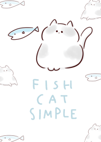 Simple cat and fish white and blue.