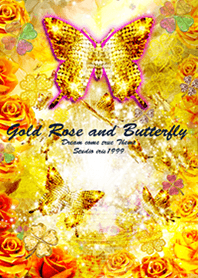 Gold Rose and Butterfly