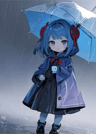 little girl in the rain