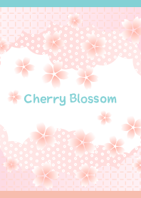 cloud and cherry blossom on pink blue