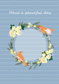 Rose and Olive Wreath.Bird Theme.