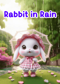Cute Rabbit in a Rainy Day