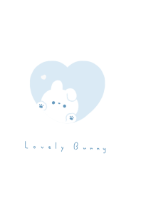 うさぎとハート。水色