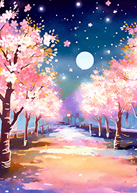 Beautiful night cherry blossoms#1537