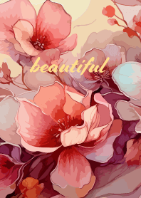 Gorgeous pink flowers brown&yellowJ