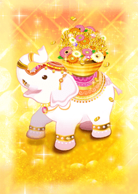 White elephant carrying great luck