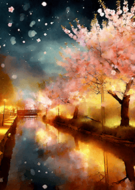 Beautiful night cherry blossoms#465