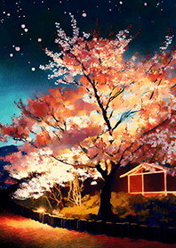 Beautiful night cherry blossoms#1515