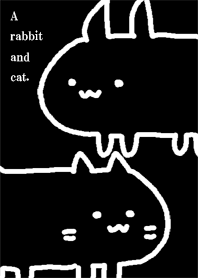 ウサギとネコが。ブラック