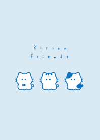 小さな猫．水色と青