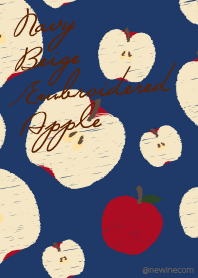 ネイビー ベージュ 刺繍 リンゴ