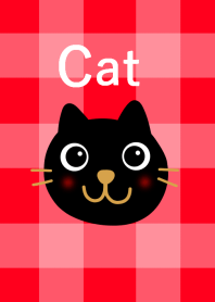 Black cat and check pattern