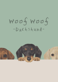 Woof Woof - dachshund - DUSTY GREEN