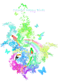 Burung warna-warni -Hutan pelangi-
