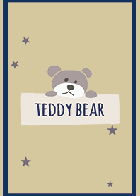 ベージュ&ネイビー / テディベア