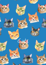 Charming cats on blue