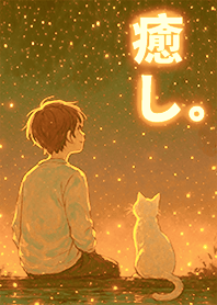 Boy and Cat Gazing at the Stars 1B