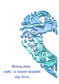 Shiny pair with a heart-shaped sky blue