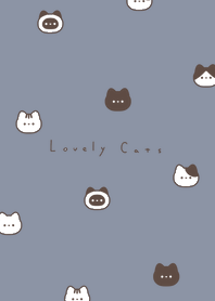 6 cats (pattern)/blue gray BR