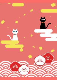 めでたい猫たち 赤色