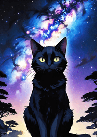 Night Moon Star Cat 8429fa