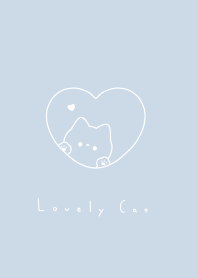 Cat in Heart(line)/pale blue