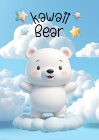 Kawaii White Bear in Could Theme 2