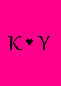 Initial "K & Y" Vivid pink & black.