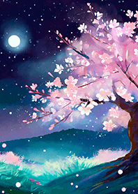 Beautiful night cherry blossoms#1996