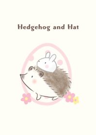 Hedgehog and Hat -white rabbit- pink