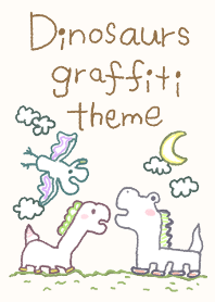 Dinosaurs graffiti theme2(Beige Base)