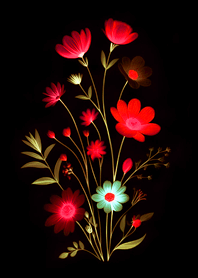 Forest flower collection-fluorescent red