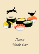 可愛黑色貓咪影子&壽司