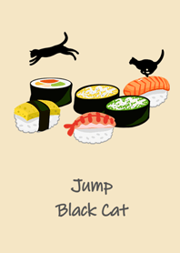 かわいい黒猫の影&寿司