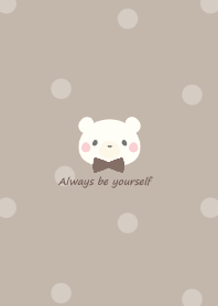 Polar bear and ribbon -mocha beige- bw2