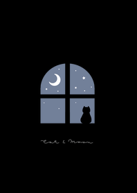 窓辺のネコ。黒と青