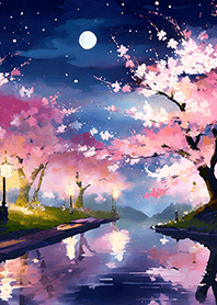 Beautiful night cherry blossoms#1185