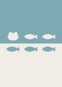 cute cat&fish.(beige&dusty colors:06).