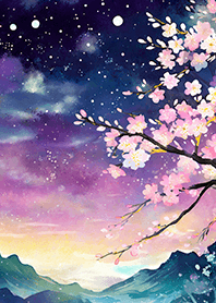 Beautiful night cherry blossoms#897