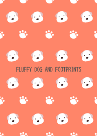 FLUFFY DOG AND FOOTPRINTS-VERMILIONj