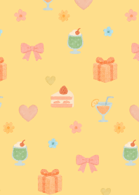 Small items on brown & yellow