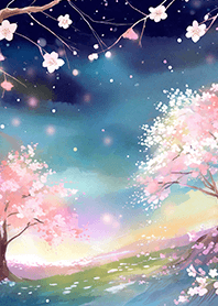 Beautiful night cherry blossoms#1521
