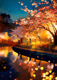 Beautiful night cherry blossoms#1532