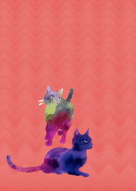They are cats on red