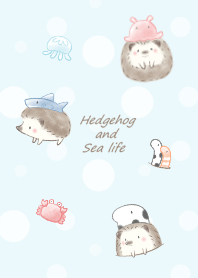 Hedgehog and Sea life -blue-