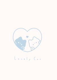 Pair Cats in Heart(line)/LB aqua line