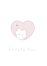 Cat in Heart(line)/pinky white.