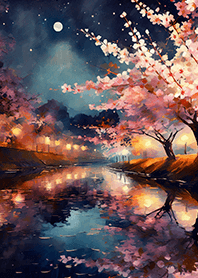 Beautiful night cherry blossoms#945