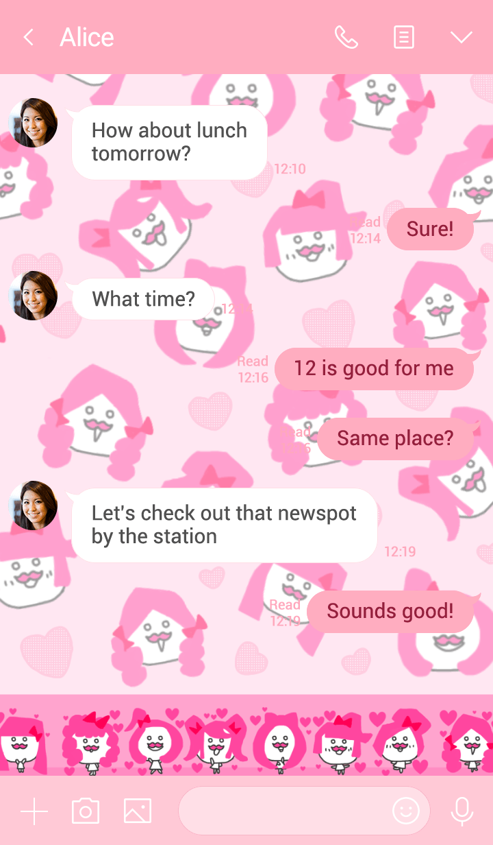 Line クリエイターズ着せかえ ひげまる ピンクガール