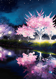 Beautiful night cherry blossoms#1291